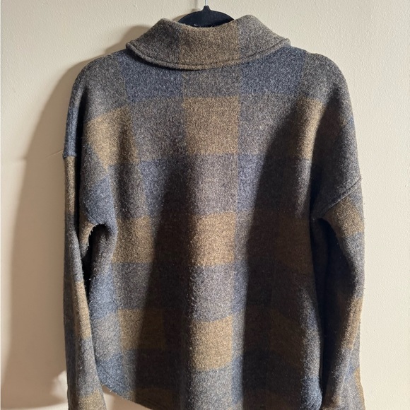 Madewell Boiled Wool Half-Zip Popover Sweater in Buffalo Check - Picture 5 of 8